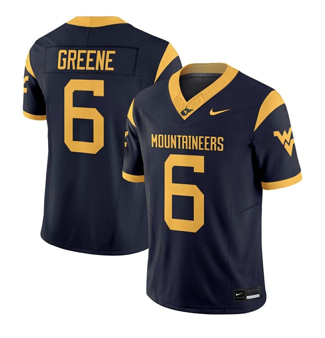 Men's West Virginia Mountaineers #6 Garrett Greene Navy 2025 F.U.S.E. Stitched Jersey Men's West Virginia Mountaineers #6 Garrett Greene Navy 2025 F.U.S.E. Stitched Jersey